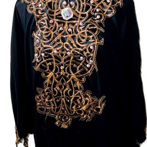 Black and Gold Kaftan w stones